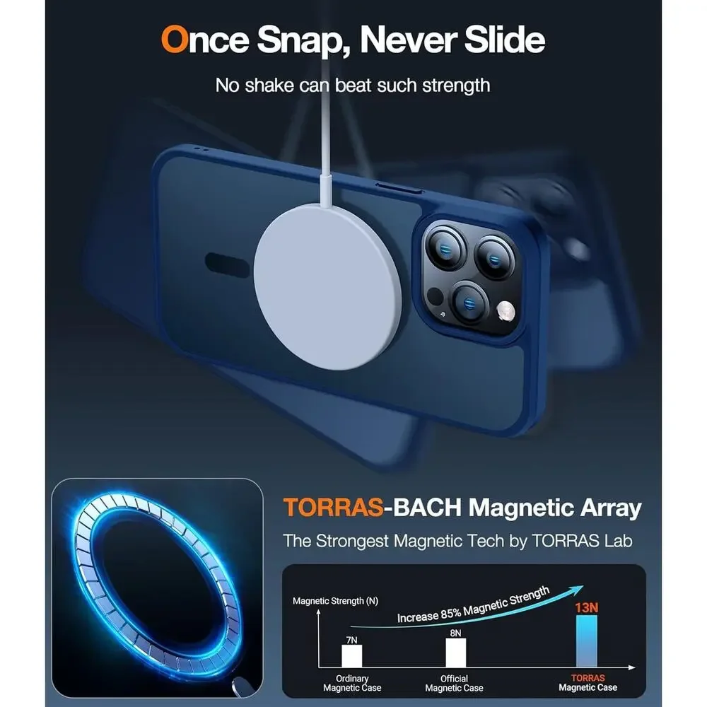 TORRAS iPhone 13 Pro Max Case MagSafe Military Grade Drop Magnetic Blue
